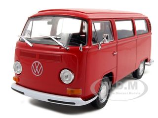 1972 Volkswagen Bus Van T2 Red 1/24-1/27 Diecast Model By Welly