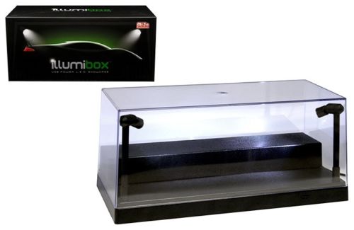 Usb Powered Plastic Collectible Display Show Case Black 1/24 Scale With Riser Option To Display 1/64 Scale Diecast Models With L.e.d. Lights By Illum