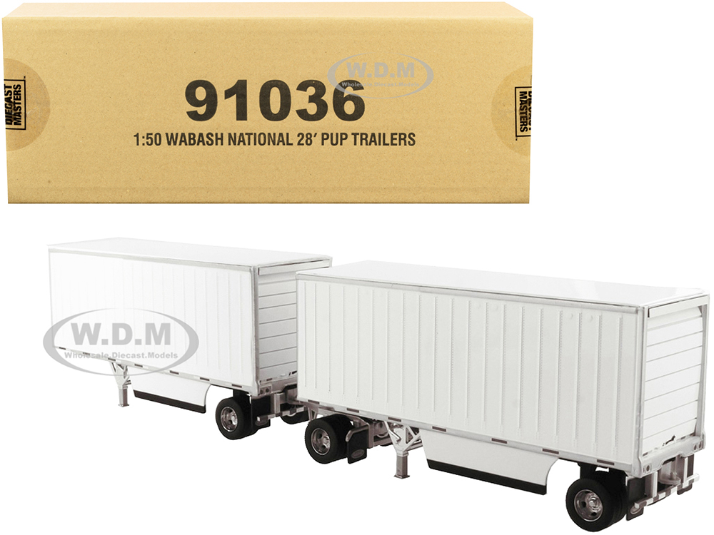 Wabash National 28 Double Pup Trailers White "Transport Series" 1/50 Diecast Model by Diecast Masters