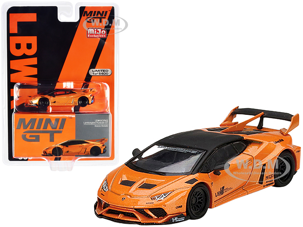 Lamborghini Huracan GT LB WORKS Arancio Borealis Orange Metallic with Gray Metallic Top Limited Edition to 5400 pieces Worldwide 1/64 Diecast Model Car by True Scale Miniatures