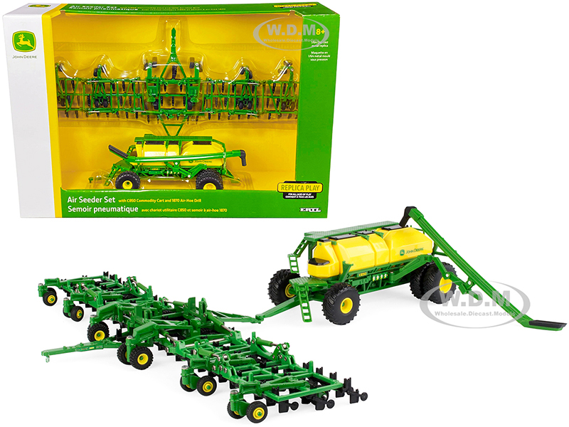 John Deere Air Seeder Set of 2 pieces C850 Commodity Cart and 1870 Air-Hoe Drill 1/64 Diecast Models by ERTL TOMY