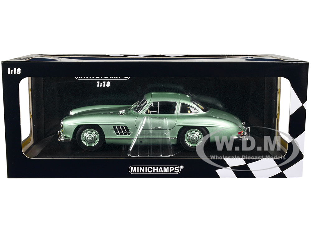 1955 Mercedes-Benz 300 SL W198 Light Green Metallic Limited Edition to 390 pieces Worldwide 1/18 Diecast Model Car by Minichamps