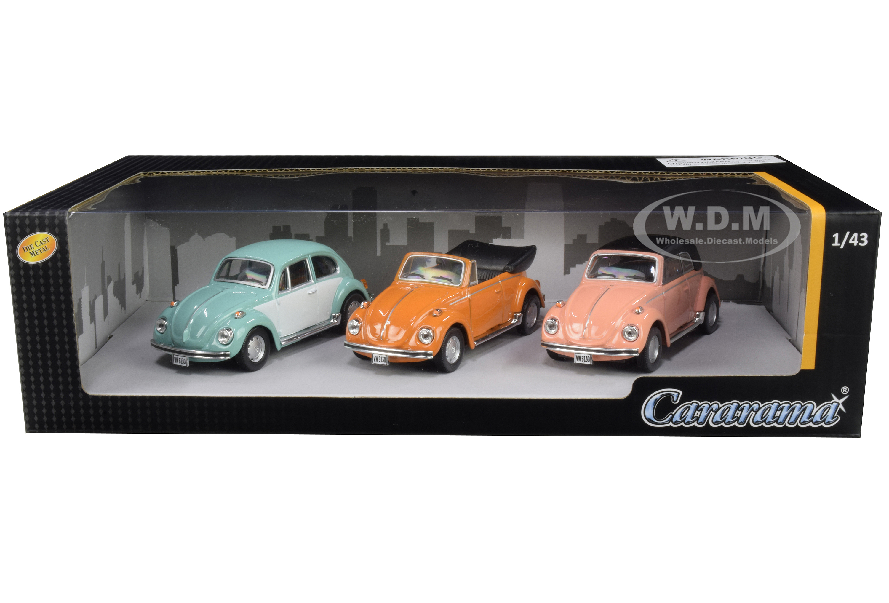 Image of Volkswagen Beetle 3 piece Gift Set 1/43 Diecast Model Cars by Cararama