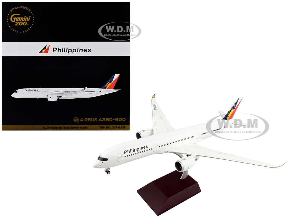 Airbus A350-900 Commercial Aircraft "Philippine Airlines" White with Tail Graphics "Gemini 200" Series 1/200 Diecast Model Airplane by GeminiJets