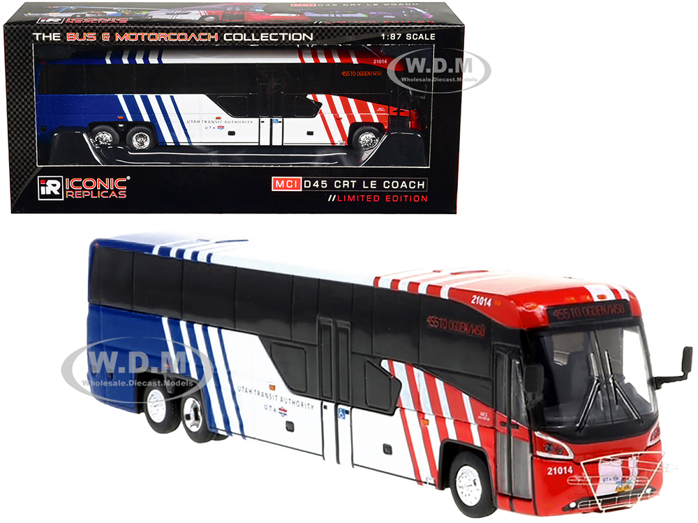 MCI D45 CRT LE Coach Bus "Utah Transit Authority" Destination "455 To Ogden/WSU" "The Bus &amp; Motorcoach Collection" 1/87 Diecast Model by Iconic R