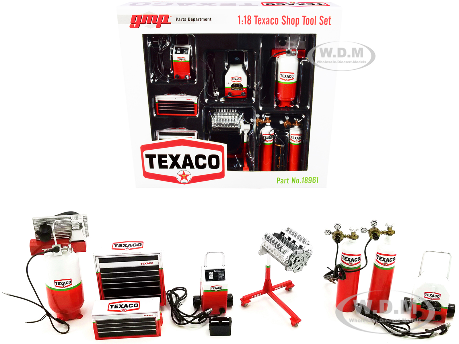Garage Shop Tools 1 "Texaco Oil" Set of 6 pieces 1/18 Diecast Replica by GMP