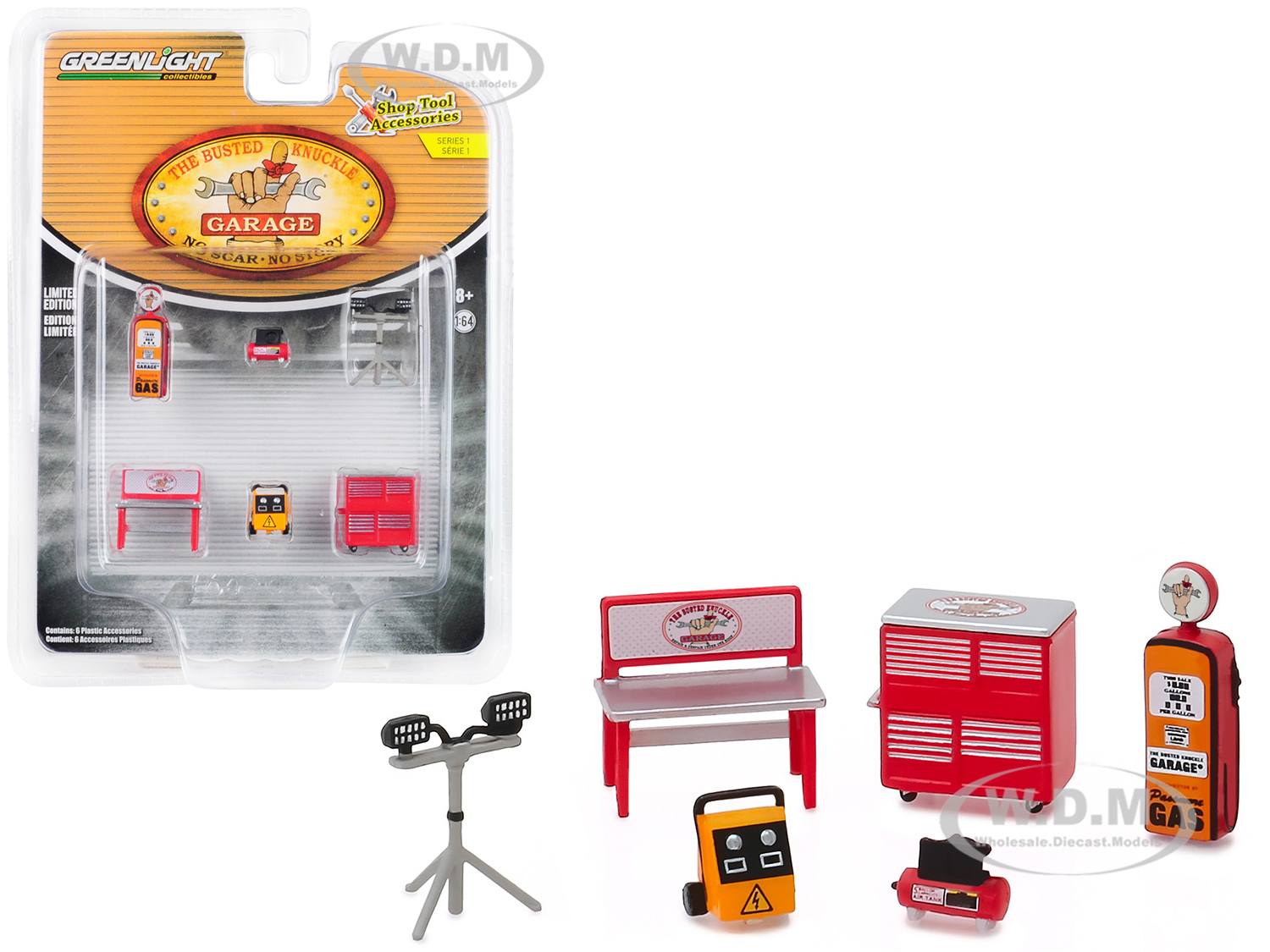 "Busted Knuckle Garage" 6 piece Shop Tools Set "Shop Tool Accessories" Series 1 1/64 by Greenlight