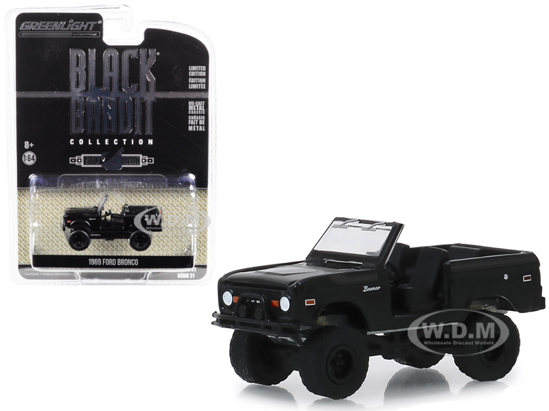 Image of 1969 Ford Bronco (Doors Removed) "Black Bandit" Series 21 1/64 Diecast Model Car by Greenlight