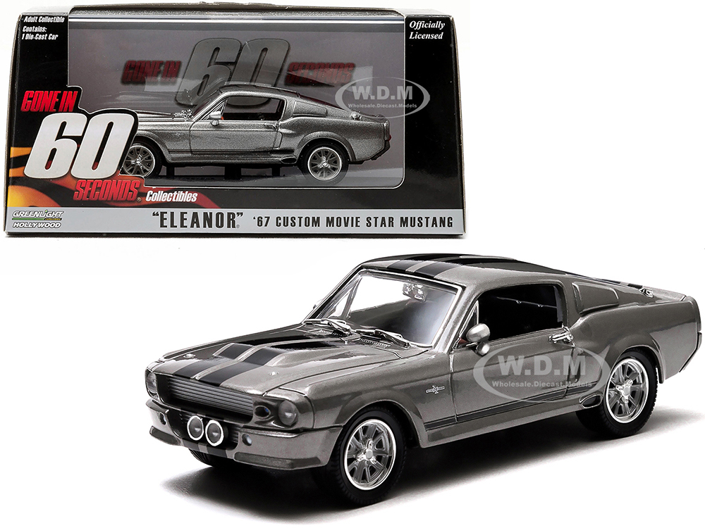 1967 Ford Mustang Custom Eleanor Gray Metallic with Black Stripes Gone in 60 Seconds (2000) Movie 1/43 Diecast Model Car by Greenlight