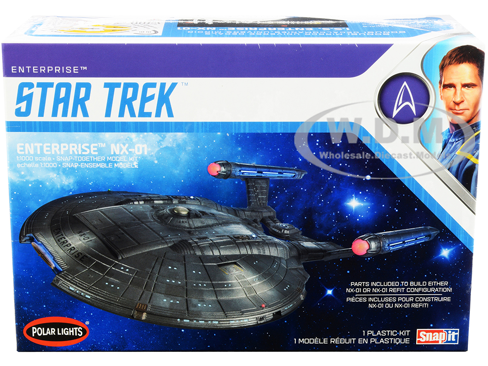 Skill 2 Snap Model Kit Enterprise NX-01 Starship "Star Trek Enterprise" (2001-2005) TV Series 1/1000 Scale Model by Polar Lights