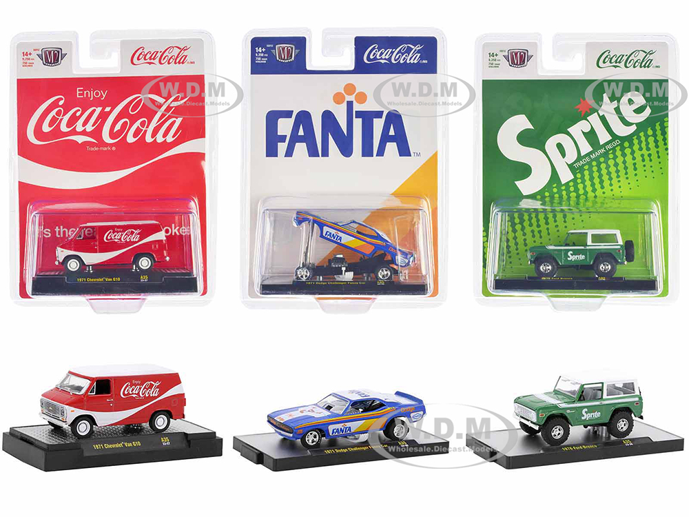 Sodas Set Of 3 Pieces Release 35 Limited Edition To 9250 Pieces Worldwide 1/64 Diecast Model Cars By M2 Machines