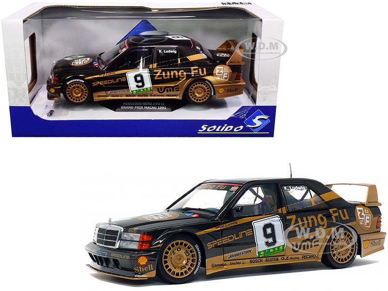 Image of Mercedes Benz 190 Evo II 9 Klaus Ludwig DTM Grand Prix Macau (1991) 1/18 Diecast Model Car by Solido