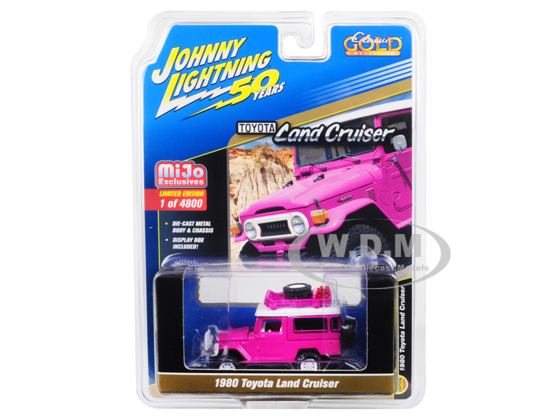 Image of 1980 Toyota Land Cruiser Hot Pink with Accessories "Johnny Lightning 50th Anniversary" Limited Edition to 4800 pieces Worldwide 1/64 Diecast Model Ca