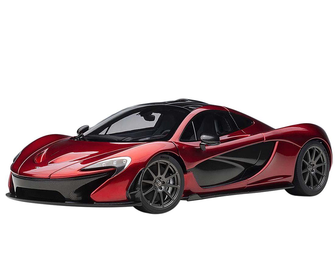 Mclaren P1 Volcano Red / Metallic Dark Red And Carbon Fiber 1/18 Model Car By Autoart