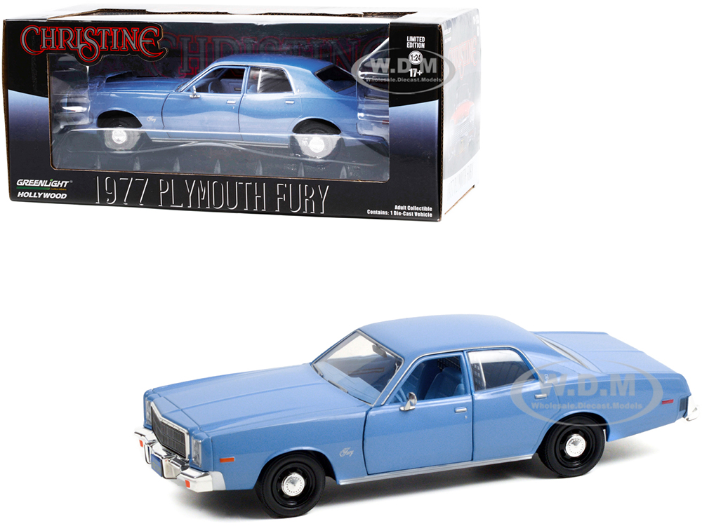 1977 Plymouth Fury Pearl Steel Blue (Detective Rudolph Junkins) "Christine" (1983) Movie 1/24 Diecast Model Car by Greenlight