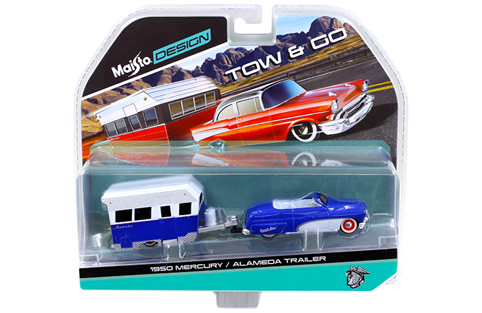 1950 Mercury with Alameda Trailer Blue / White Tow & Go 1/64 Diecast Model by Maisto