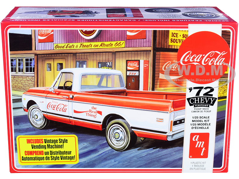Skill 3 Model Kit 1972 Chevrolet Fleetside Pickup Truck with Vending Machine "Coca-Cola" 1/25 Scale Model by AMT