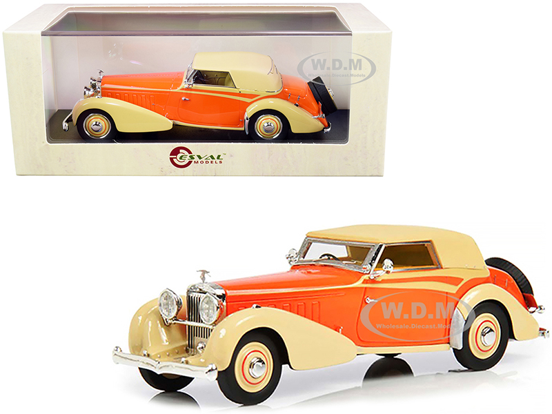 1934 Hispano Suiza J12 (Top Up) RHD (Right Hand Drive) by Carrosserie Vanvooren Cream and Orange Limited Edition to 250 pieces Worldwide 1/43 Model C