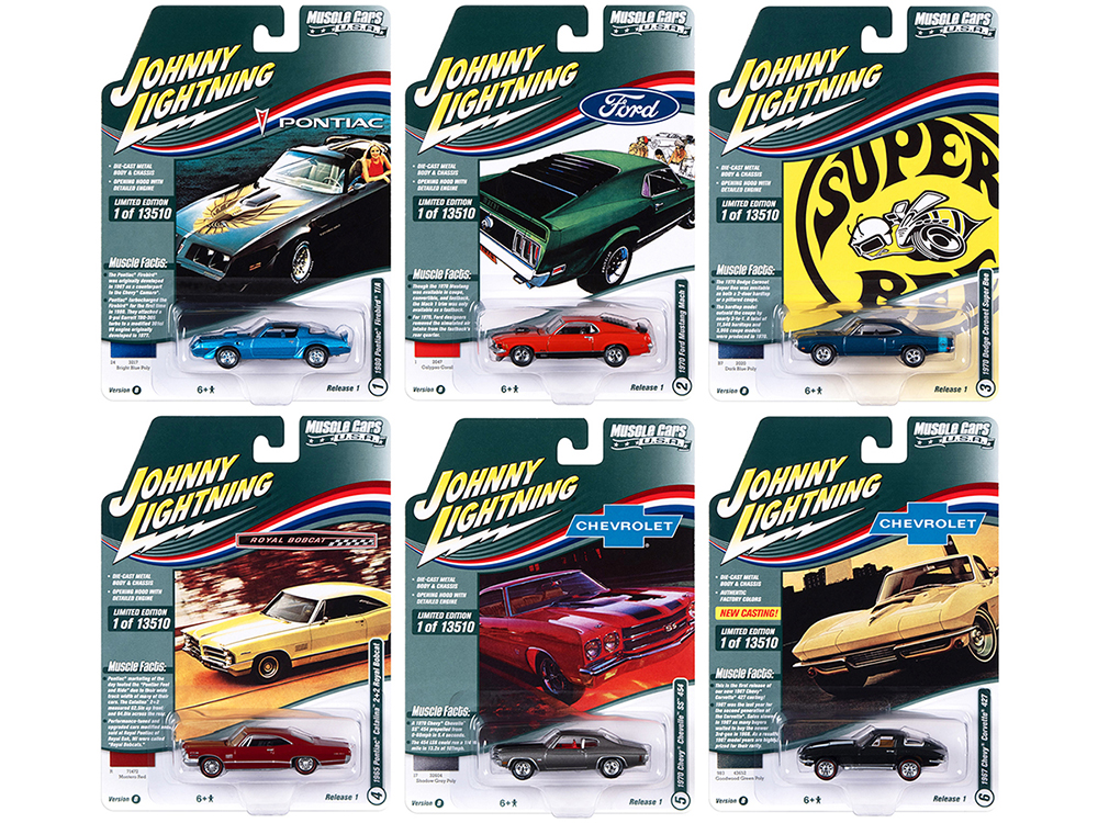 "Muscle Cars USA" 2022 Set B of 6 pieces Release 1 1/64 Diecast Model Cars by Johnny Lightning