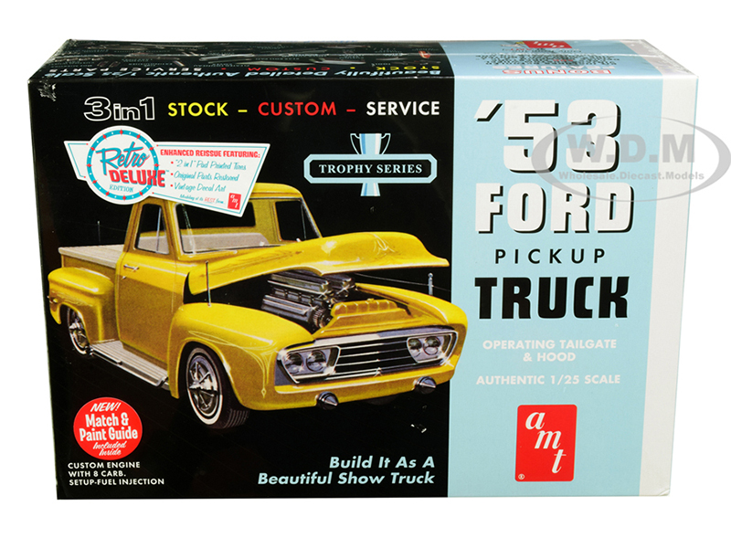 Skill 2 Model Kit 1953 Ford Pickup Truck Trophy Series 3 In 1 Kit 1/25 Scale Model By AMT
