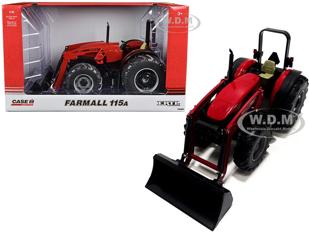 Farmall 115A Tractor with L575 Loader Red and Black Case IH Agriculture 1/16 Diecast Model by ERTL TOMY