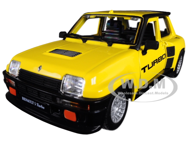 Renault 5 Turbo Yellow With Black Accents 1/24 Diecast Model Car By Bburago