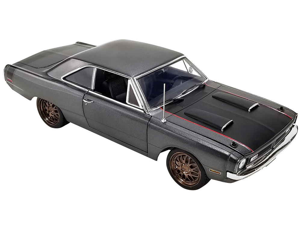 1970 Dodge Dart Street Fighter Bullseye Dark Gray Metallic with Black Hood and Tail Stripe Limited Edition to 264 pieces Worldwide 1/18 Diecast Model Car by ACME