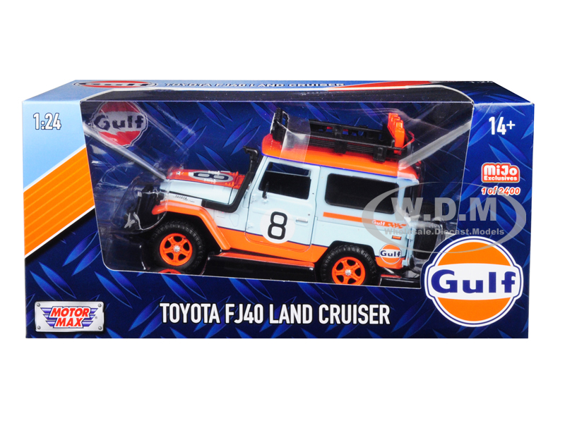 Toyota FJ40 Land Cruiser #8 Gulf Oil  White Limited Edition to 2400 pieces Worldwide 1/24 Diecast Model Car by Motormax