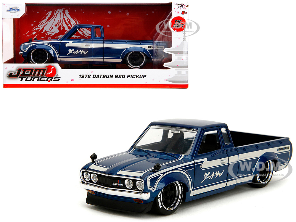 1972 Datsun 620 Pickup Truck Blue Metallic and Cream JDM Tuners Series 1/24 Diecast Model Car by Jada