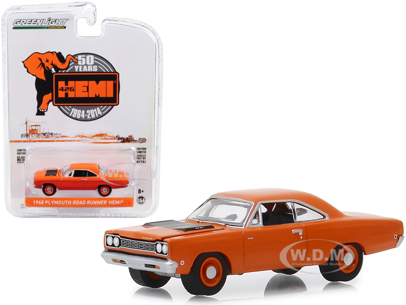 1968 Plymouth Road Runner Hemi "426 Hemi 50 Years" (1964-2014) Orange "anniversary Collection" Series 8 1/64 Diecast Model Car By Greenlight