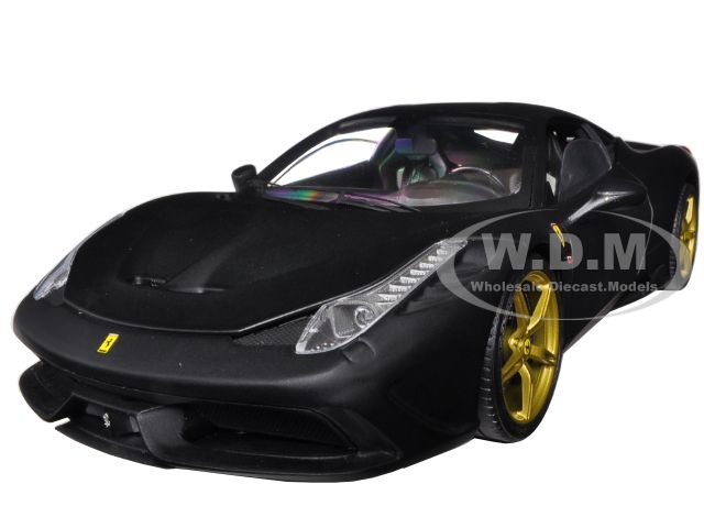 Image of Ferrari 458 Speciale Elite Edition Matt Black 1/18 Diecast Car Model by Hotwheels