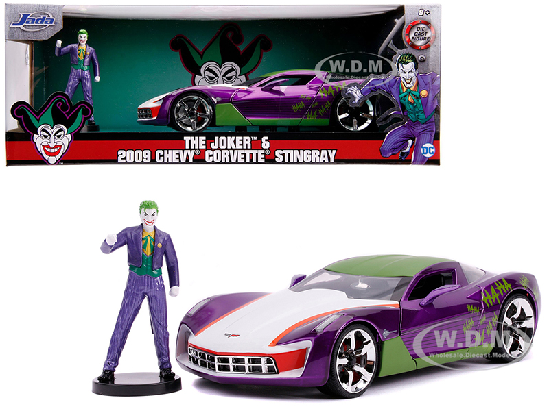 2009 Chevrolet Corvette Stingray with Joker Diecast Figurine "DC Comics" Series 1/24 Diecast Model Car by Jada
