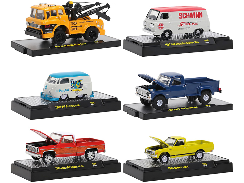 "Auto Trucks" 6 piece Set Release 68 IN DISPLAY CASES Limited Edition to 8400 pieces Worldwide 1/64 Diecast Model Cars by M2 Machines