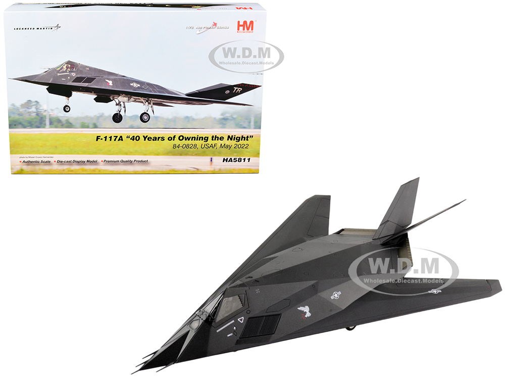 Lockheed F-117A Nighthawk Stealth Aircraft "40 Years of Owning the Night" USAF (May 2022) "Air Power Series" 1/72 Diecast Model by Hobby Master