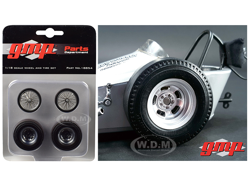 Wheels And Tires Set Of 4 From "the Chizler V" Vintage Dragster 1/18 Model By Gmp