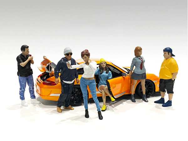 "Car Meet 1" 6 piece Figurine Set for 1/24 Scale Models by American Diorama