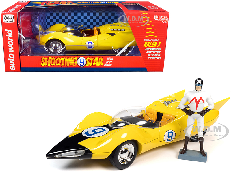 Shooting Star 9 Yellow and Racer X Figurine "Speed Racer" Anime Series 1/18 Diecast Model Car by Auto World