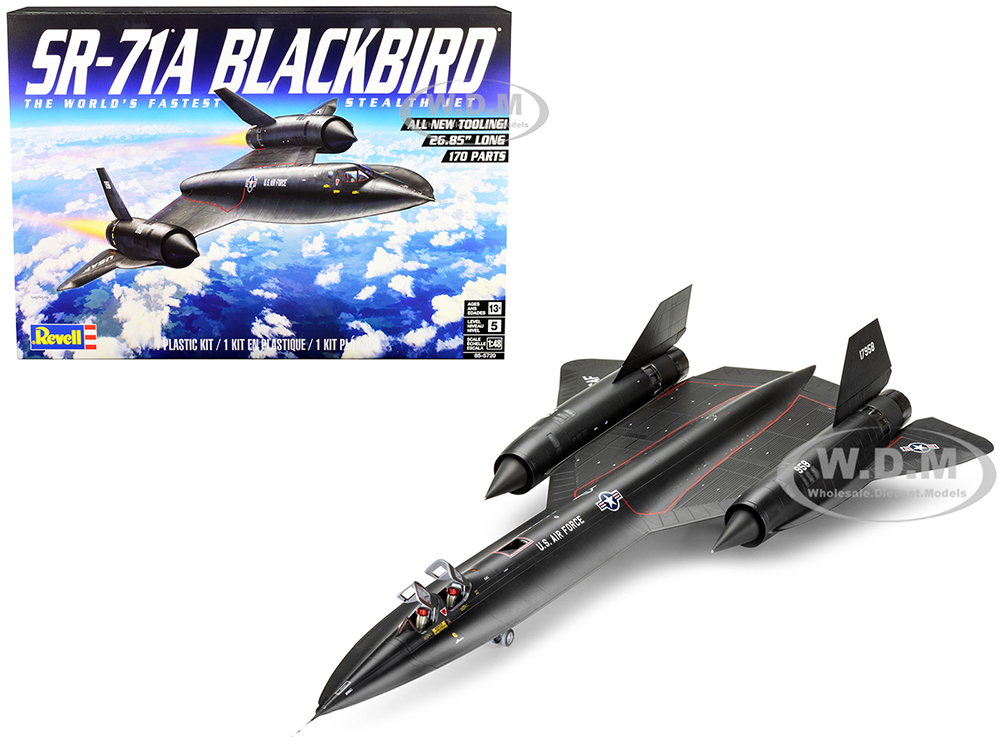 Level 5 Model Kit Lockheed SR-71A Blackbird Stealth Aircraft "The Worlds Fastest Stealth Jet" 1/48 Scale Model by Revell