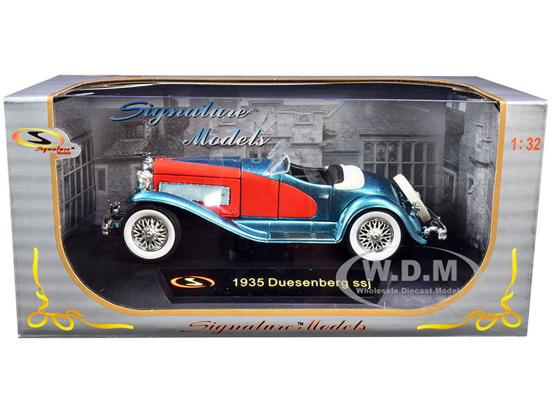 1935 Duesenberg SSJ Convertible Blue and Red 1/32 Diecast Model Car by Signature Models