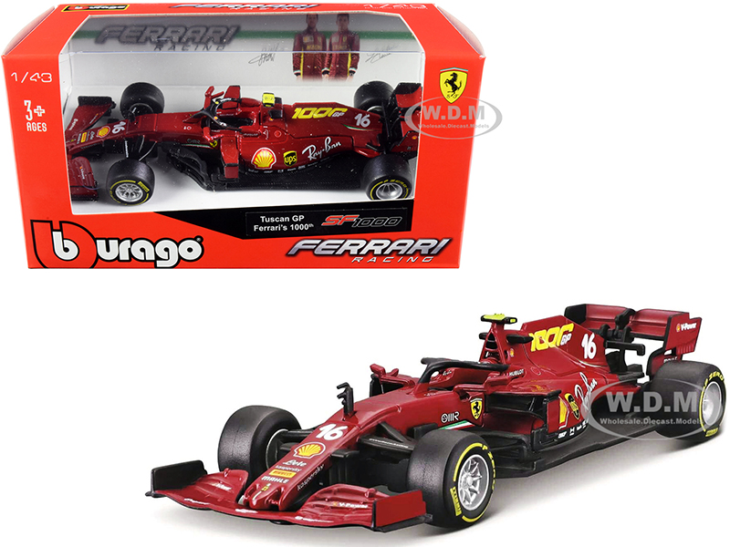 Ferrari SF1000 16 Charles Leclerc Tuscan GP Formula One F1 (2020) "Ferraris 1000th Race" 1/43 Diecast Model Car by Bburago