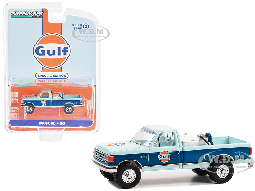 1990 Ford F-150 Pickup Truck with Fuel Transfer Tank Light Blue and Blue with Light Blue Interior 