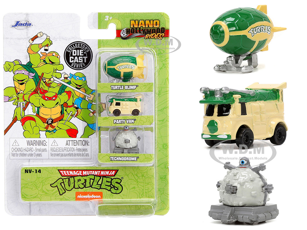 Teenage Mutant Ninja Turtles 3 piece Set Nickelodeon Nano Hollywood Rides Series Diecast Model Cars by Jada