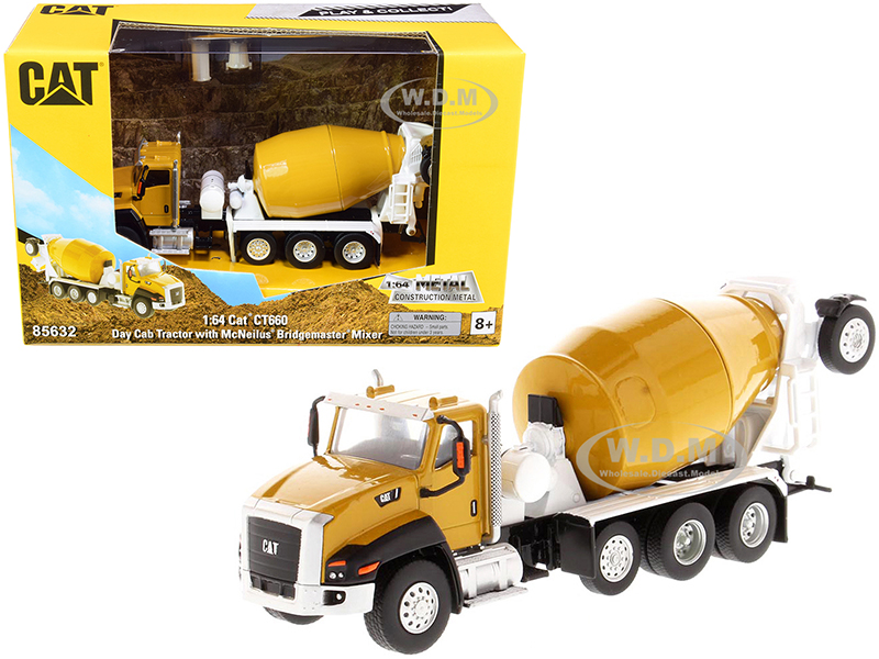 CAT Caterpillar CT660 Day Cab Tractor with McNeilus Bridgemaster Concrete Mixer "Play &amp; Collect" Series 1/64 Diecast Model by Diecast Masters