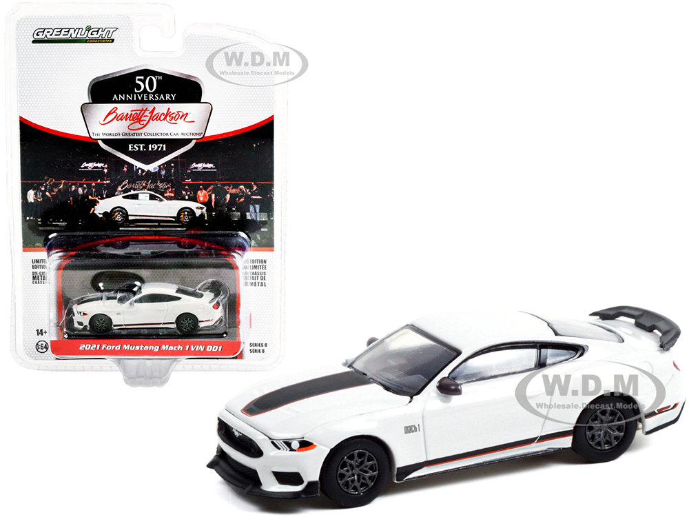 2021 Ford Mustang Mach 1 VIN 001 Fighter Jet Gray with Ebony and Orange Stripes (Lot 3005) Barrett Jackson "Scottsdale Edition" Series 8 1/64 Diecast
