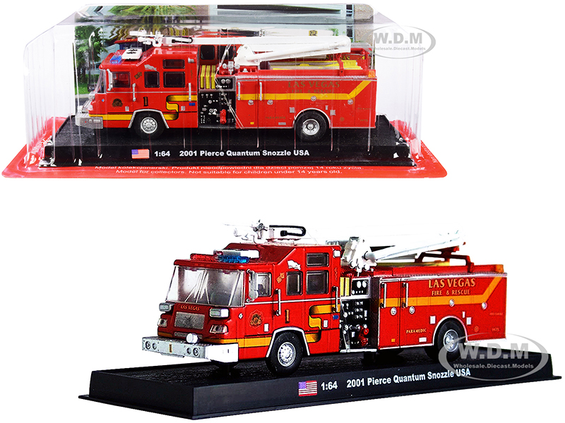 2001 Pierce Quantum Snozzle Fire Engine Red "Las Vegas Fire &amp; Rescue Department" (Nevada) 1/64 Diecast Model by Amercom
