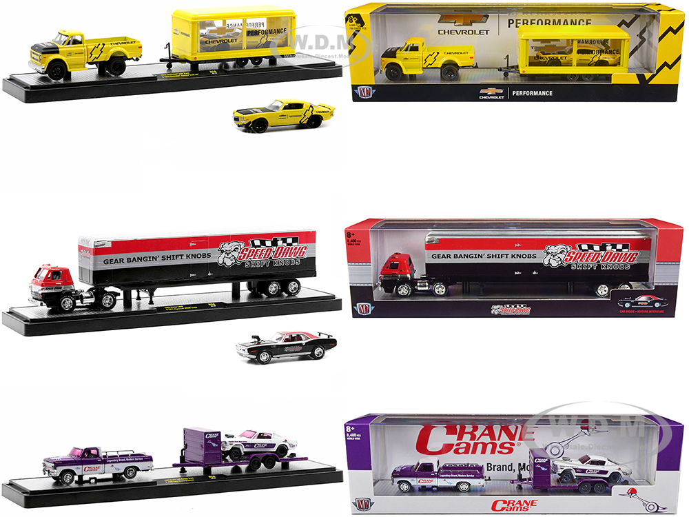 Auto Haulers Set of 3 Trucks Release 58 Limited Edition to 8400 pieces Worldwide 1/64 Diecast Model Cars by M2 Machines