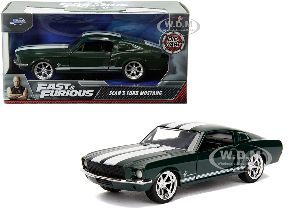 Seans Ford Mustang Dark Green with White Stripes Fast & Furious Movie 1/32 Diecast Model Car by Jada