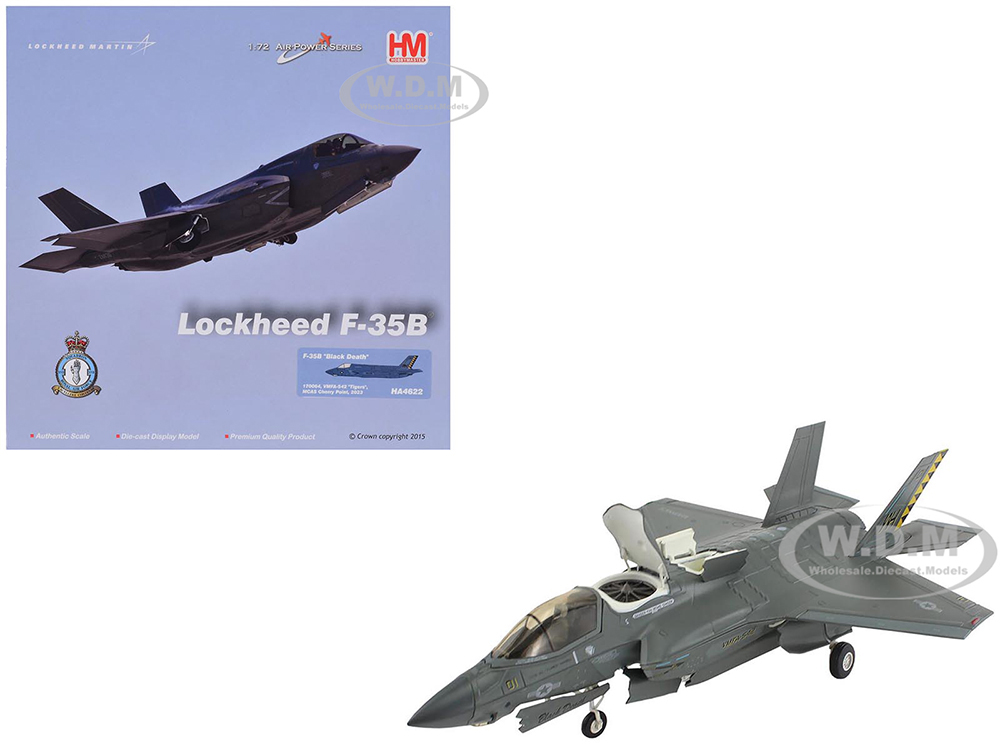 Lockheed Martin F-35B Lightning II Aircraft Black Death VMFA-542 MCAS Cherry Point (2023) United States Marine Corps Air Power Series 1/72 Diecast Model by Hobby Master