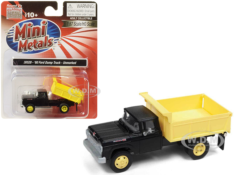 1960 Ford Dump Truck Black And Yellow 1/87 (ho) Scale Model By Classic Metal Works
