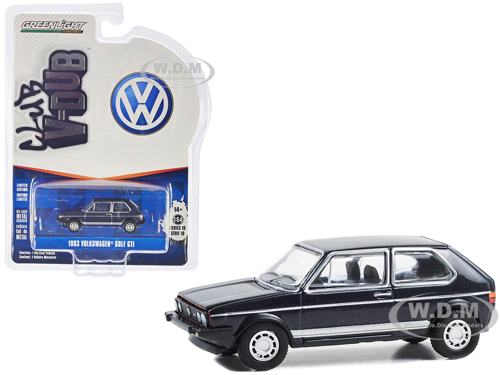 1983 Volkswagen Golf GTi Helios Blue Metallic Club Vee-Dub Series 18 1/64 Diecast Model Car by Greenlight